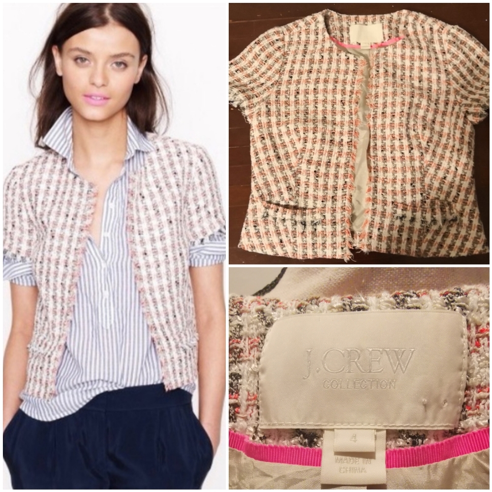 J Crew Collection Cotton Tweed Blazer